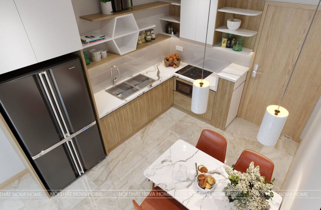 Thiết kế nội thất phòng bếp chung cư Vinhome Smart City