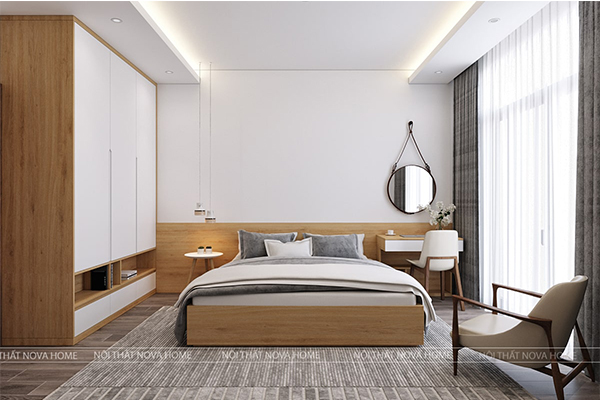 Phòng ngủ được thiết kế hệ cửa lớn giúp căn phòng đón được trọn vẹn ánh sáng và gió tự nhiên